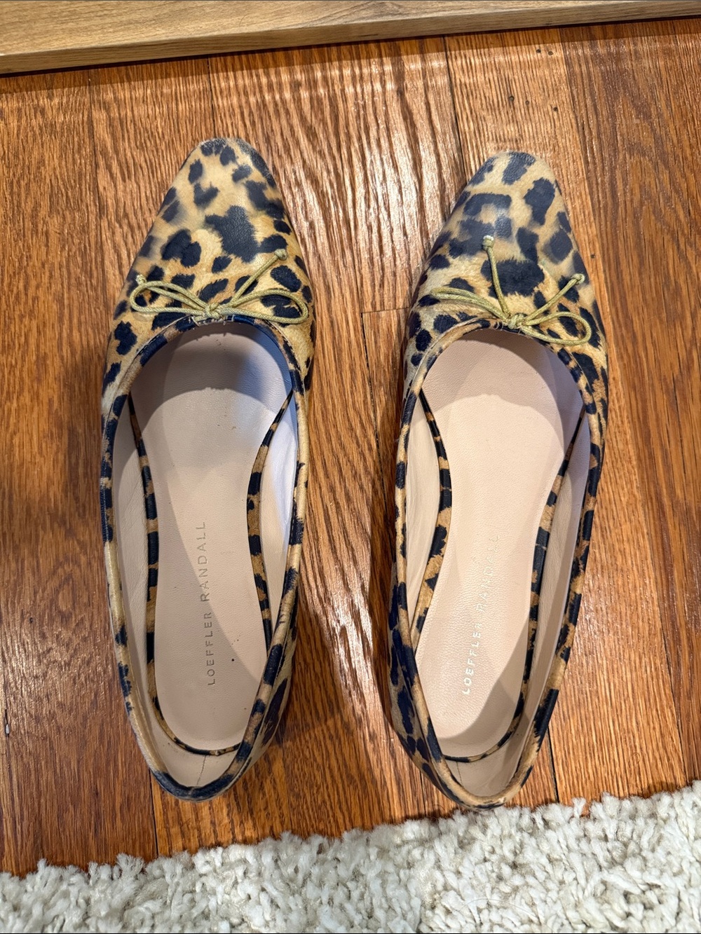 Loeffler Randall Leopard-Print Pointed Ballet Flats in Tan and Black